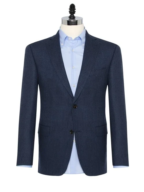 499x666 carl gross lacivert mavi micro desenli yun loro piana ceket ceket carl gross 14218 55 B - Germirli