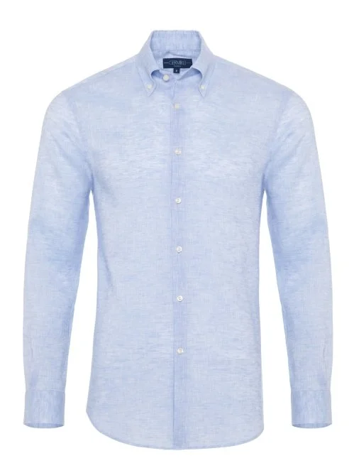 499x666 germirli non iron acik mavi keten dugmeli yaka tailor fit journey gomlek non iron gomlek germirli 10565 45 B - Germirli